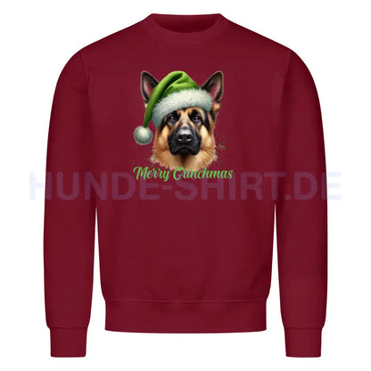 Premium Sweatshirt "Deutscher Schäferhund - Merry Grinchmas" Burgunder – hunde-shirt.de