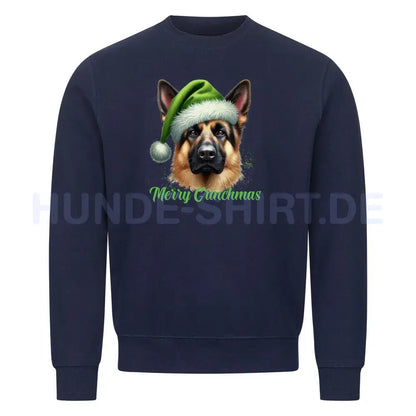 Premium Sweatshirt "Deutscher Schäferhund - Merry Grinchmas" Navy Blue – hunde-shirt.de