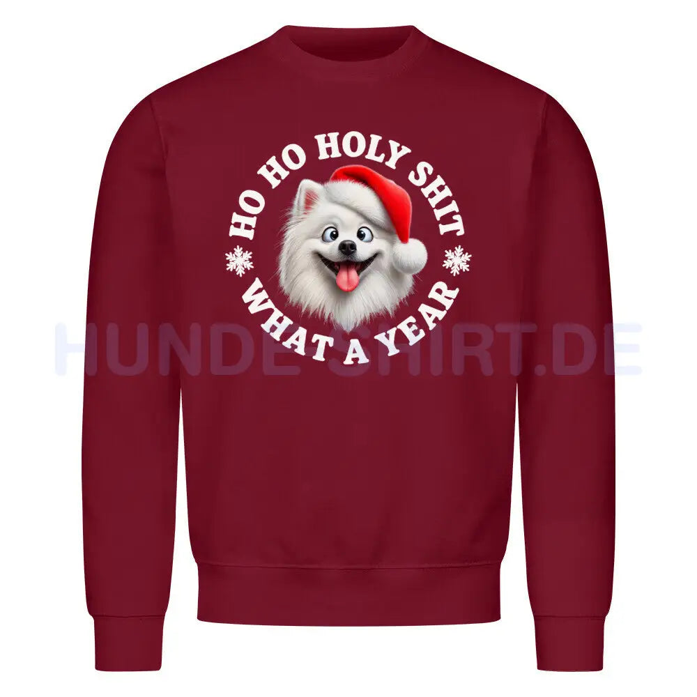 Premium Sweatshirt "Deutscher Spitz - HO HO..." Burgunder – hunde-shirt.de