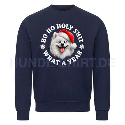 Premium Sweatshirt "Deutscher Spitz - HO HO..." Navy Blue – hunde-shirt.de