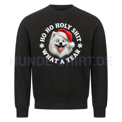 Premium Sweatshirt "Deutscher Spitz - HO HO..." Schwarz – hunde-shirt.de