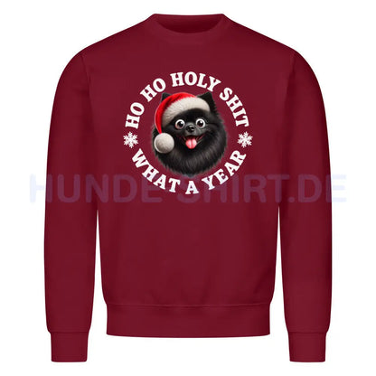 Premium Sweatshirt "Deutscher Spitz ( schwarz ) - HO HO..." Burgunder – hunde-shirt.de