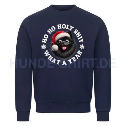 Premium Sweatshirt "Deutscher Spitz ( schwarz ) - HO HO..." Navy Blue – hunde-shirt.de