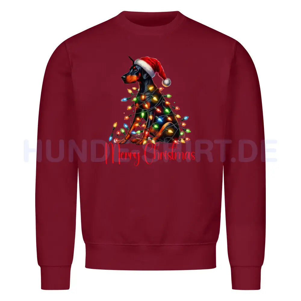 Premium Sweatshirt "Dobermann - Funny Christmas" Burgunder – hunde-shirt.de