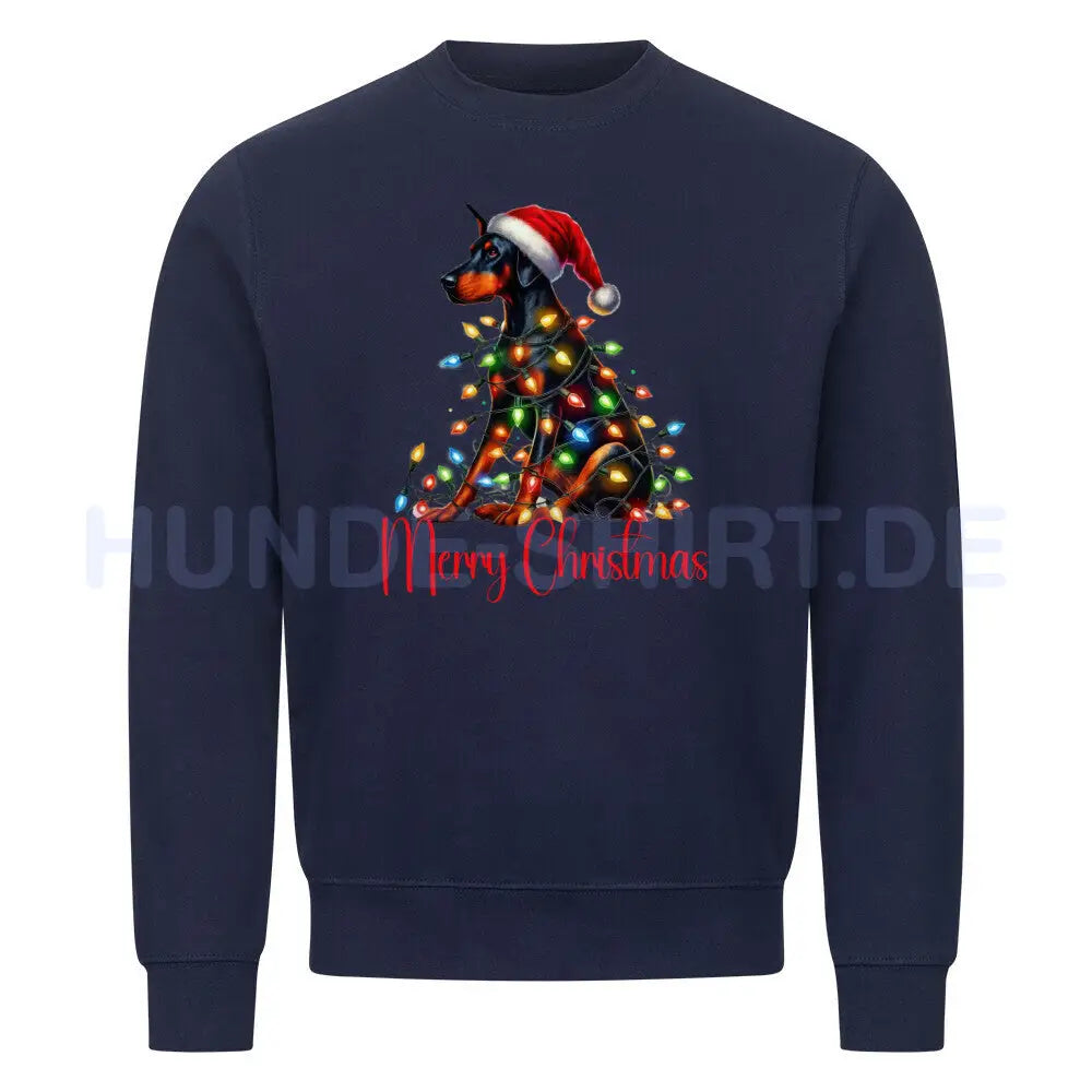 Premium Sweatshirt "Dobermann - Funny Christmas" Navy Blue – hunde-shirt.de