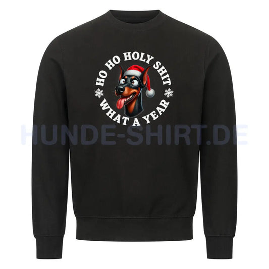 Premium Sweatshirt "Dobermann - HO HO..." Schwarz – hunde-shirt.de