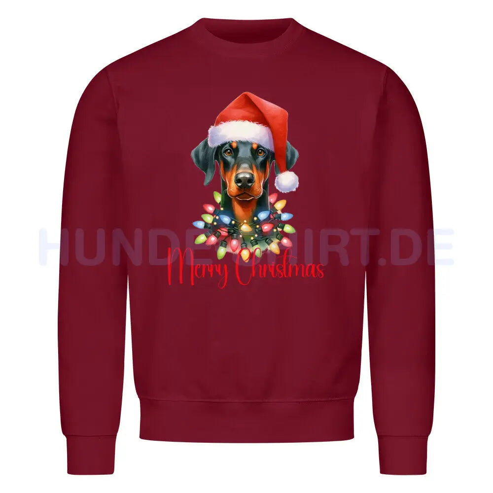 Premium Sweatshirt "Dobermann - Merry Christmas" Burgunder – hunde-shirt.de