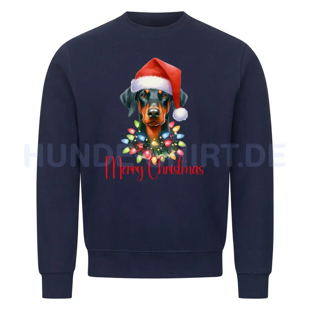 Premium Sweatshirt "Dobermann - Merry Christmas" Navy Blue – hunde-shirt.de