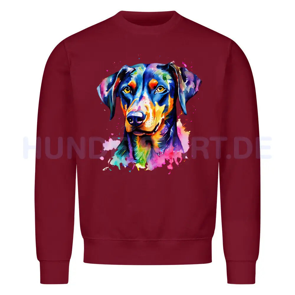 Premium Sweatshirt "Dobermann - Splash" Burgunder – hunde-shirt.de