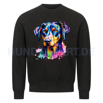 Premium Sweatshirt "Dobermann - Splash" Schwarz – hunde-shirt.de