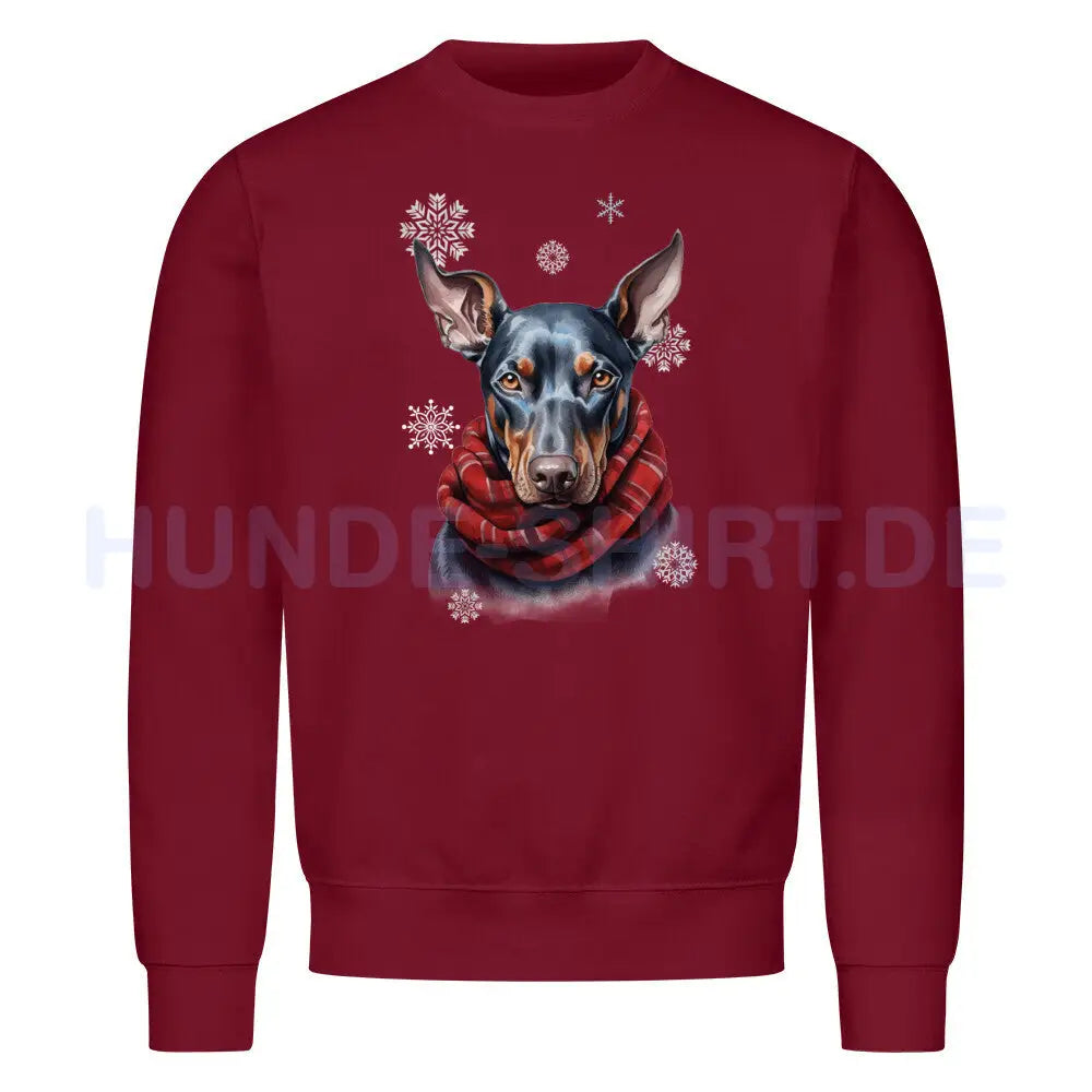 Premium Sweatshirt "Dobermann Winter 2" Burgunder – hunde-shirt.de