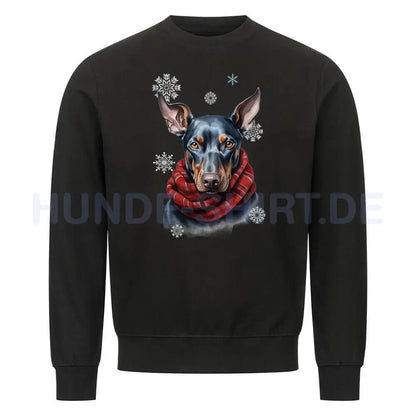 Premium Sweatshirt "Dobermann Winter 2" Schwarz – hunde-shirt.de