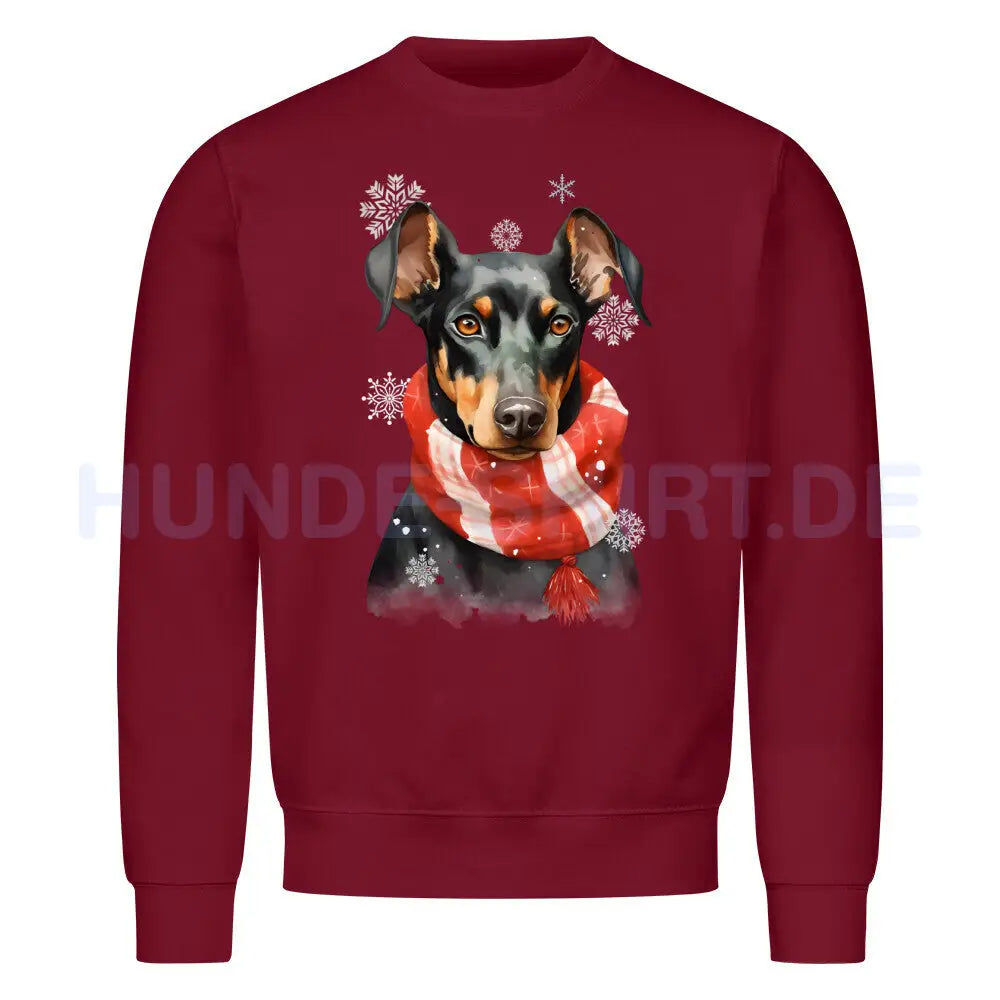 Premium Sweatshirt "Dobermann Winter" Burgunder – hunde-shirt.de