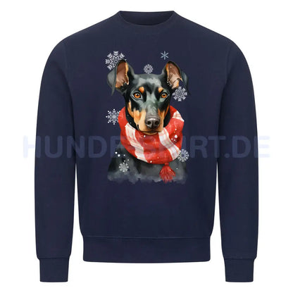 Premium Sweatshirt "Dobermann Winter" Navy Blue – hunde-shirt.de