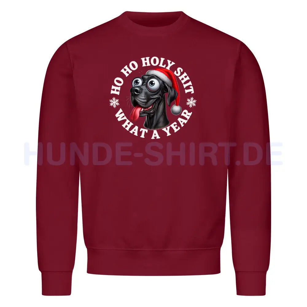 Premium Sweatshirt "Dogge - HO HO..." Burgunder – hunde-shirt.de