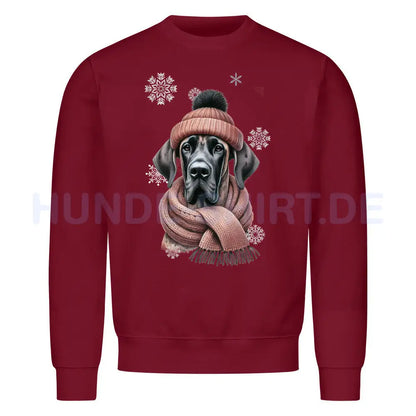 Premium Sweatshirt "Dogge Winter 2" Burgunder – hunde-shirt.de