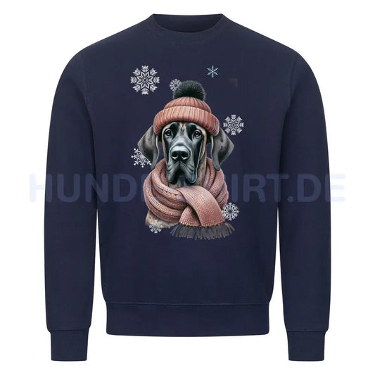 Premium Sweatshirt "Dogge Winter 2" Navy Blue – hunde-shirt.de