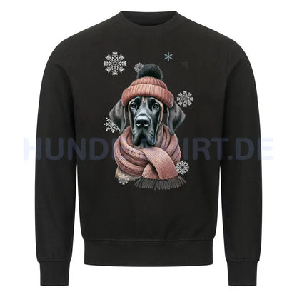 Premium Sweatshirt "Dogge Winter 2" Schwarz – hunde-shirt.de