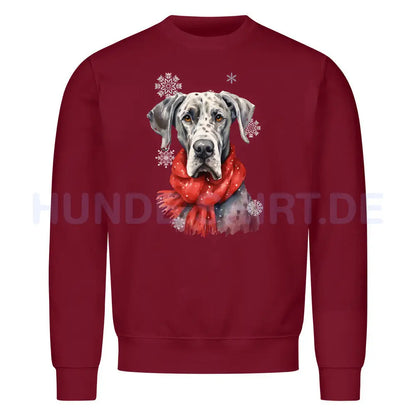 Premium Sweatshirt "Dogge Winter" Burgunder – hunde-shirt.de