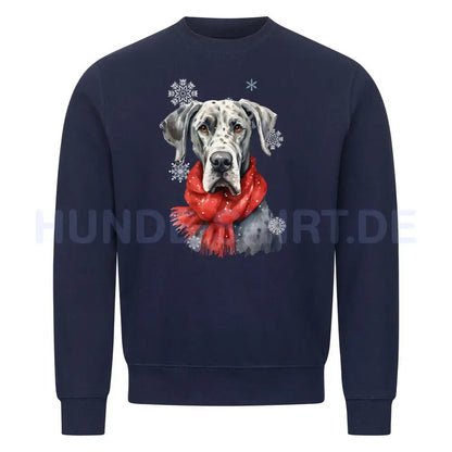 Premium Sweatshirt "Dogge Winter" Navy Blue – hunde-shirt.de