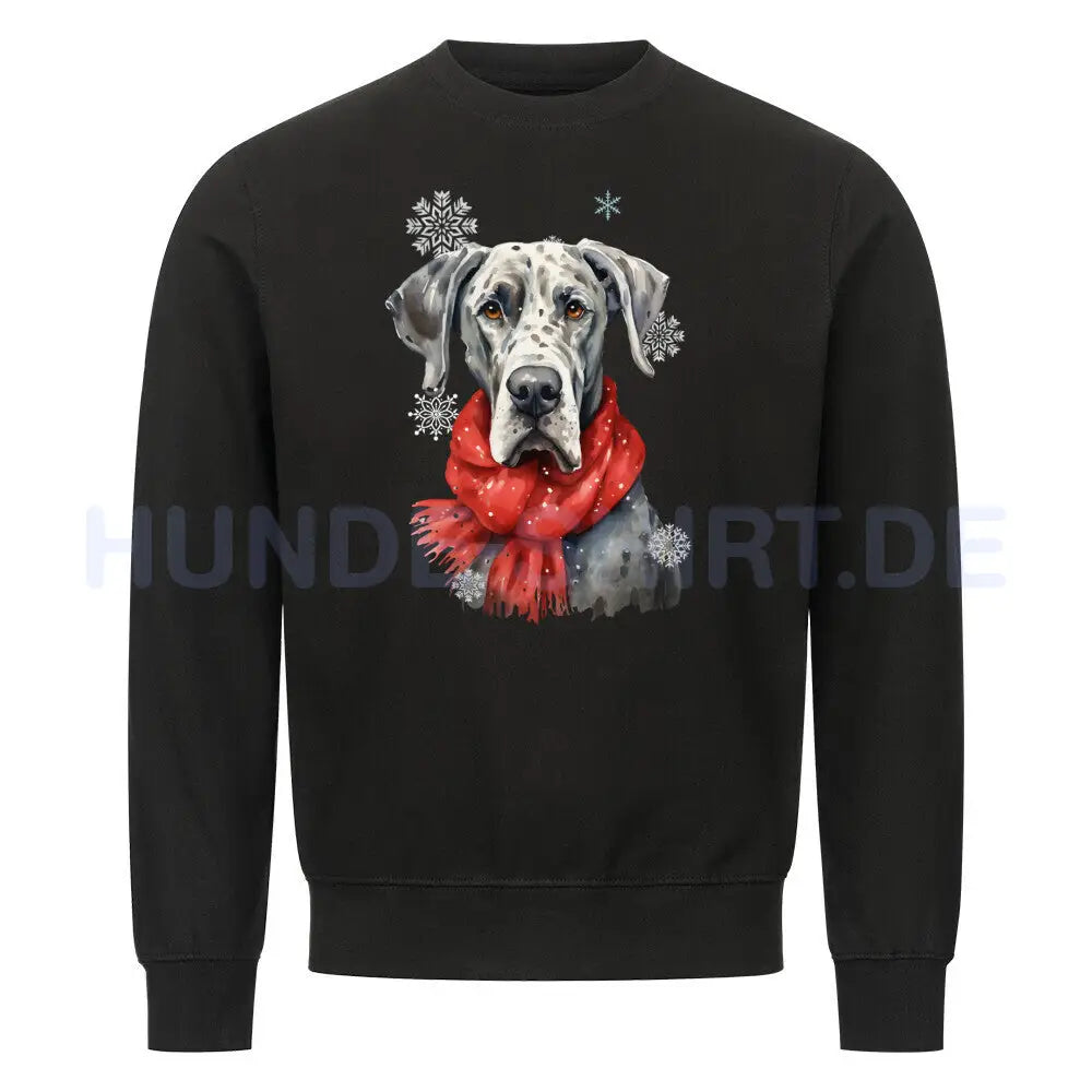 Premium Sweatshirt "Dogge Winter" Schwarz – hunde-shirt.de