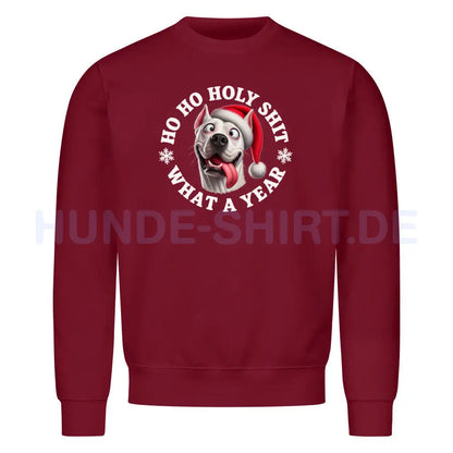 Premium Sweatshirt "Dogo Argentino - HO HO..." Burgunder – hunde-shirt.de