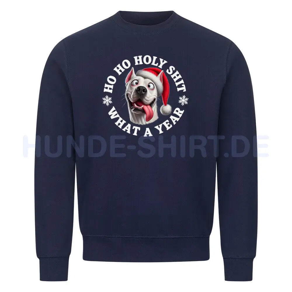 Premium Sweatshirt "Dogo Argentino - HO HO..." Navy Blue – hunde-shirt.de