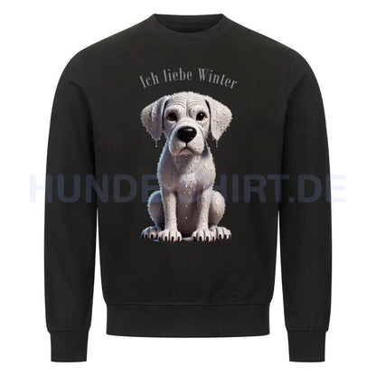 Premium Sweatshirt "Dogo Argentino - Ich liebe Winter" Schwarz – hunde-shirt.de