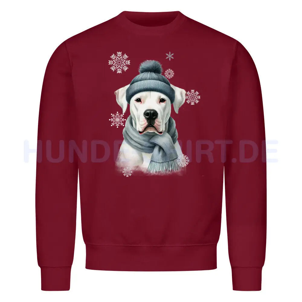 Premium Sweatshirt "Dogo Argentino Winter" Burgunder – hunde-shirt.de