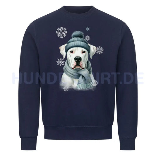 Premium Sweatshirt "Dogo Argentino Winter" Navy Blue – hunde-shirt.de