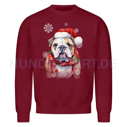 Premium Sweatshirt "English Bulldog Christmas" Burgunder – hunde-shirt.de