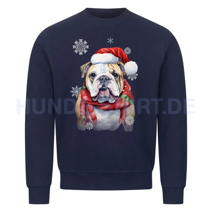 Premium Sweatshirt "English Bulldog Christmas" Navy Blue – hunde-shirt.de