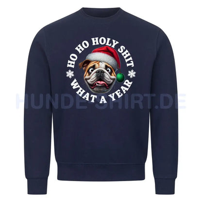 Premium Sweatshirt "English Bulldog - HO HO..." Navy Blue – hunde-shirt.de