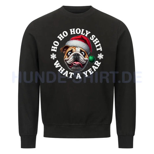 Premium Sweatshirt "English Bulldog - HO HO..." Schwarz – hunde-shirt.de