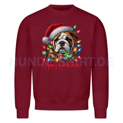 Premium Sweatshirt "English Bulldog - Merry Christmas" Burgunder – hunde-shirt.de