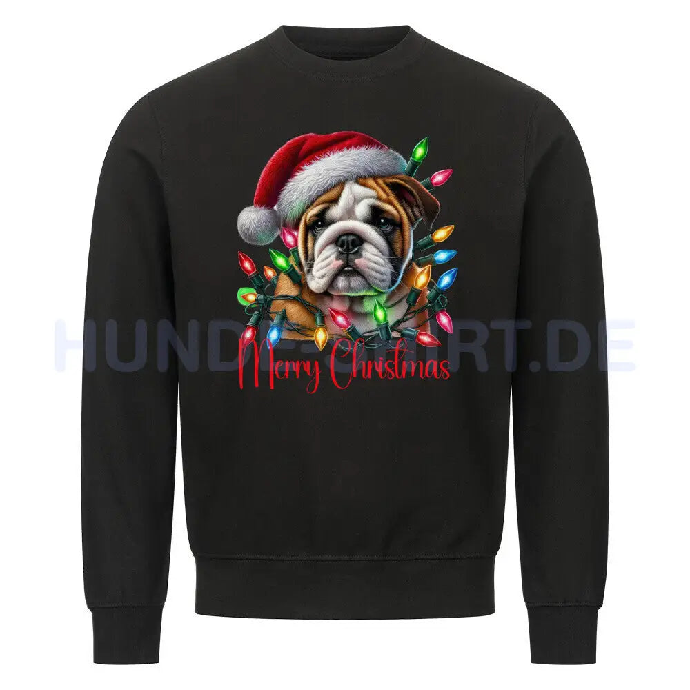 Premium Sweatshirt "English Bulldog - Merry Christmas" Schwarz – hunde-shirt.de