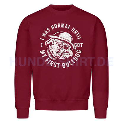 Premium Sweatshirt "English Bulldog - My first Bulldog" Burgunder – hunde-shirt.de