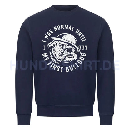 Premium Sweatshirt "English Bulldog - My first Bulldog" Navy Blue – hunde-shirt.de