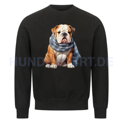 Premium Sweatshirt "English Bulldog - Winter" Schwarz – hunde-shirt.de