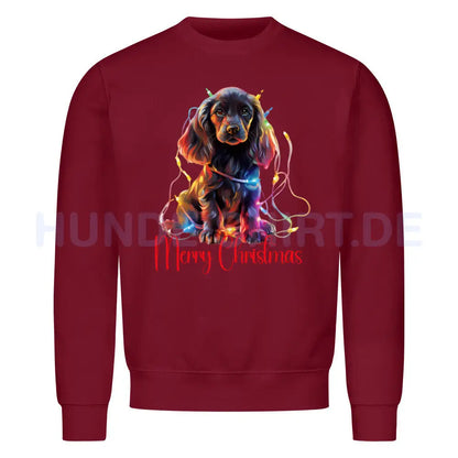 Premium Sweatshirt "English Cocker - Funny Christmas" Burgunder – hunde-shirt.de