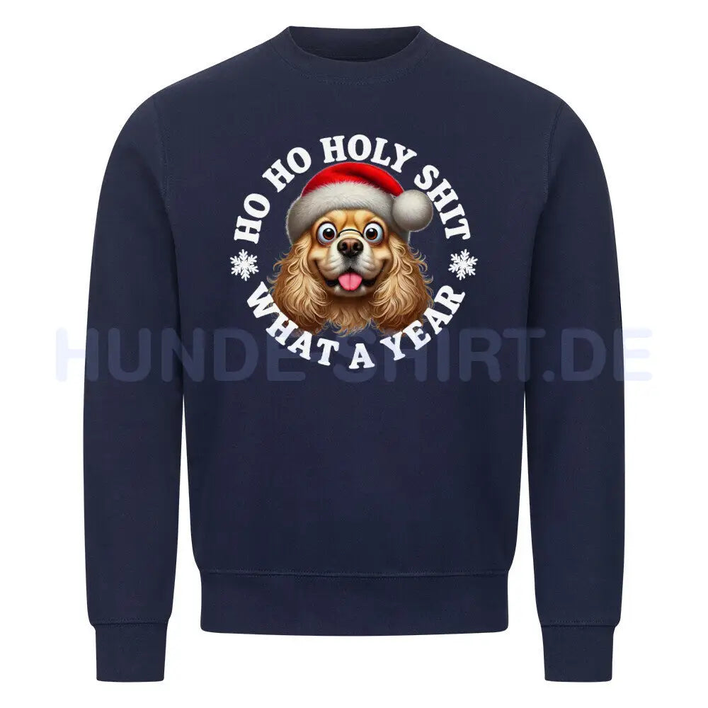 Premium Sweatshirt "English Cocker - HO HO... 2" Navy Blue – hunde-shirt.de