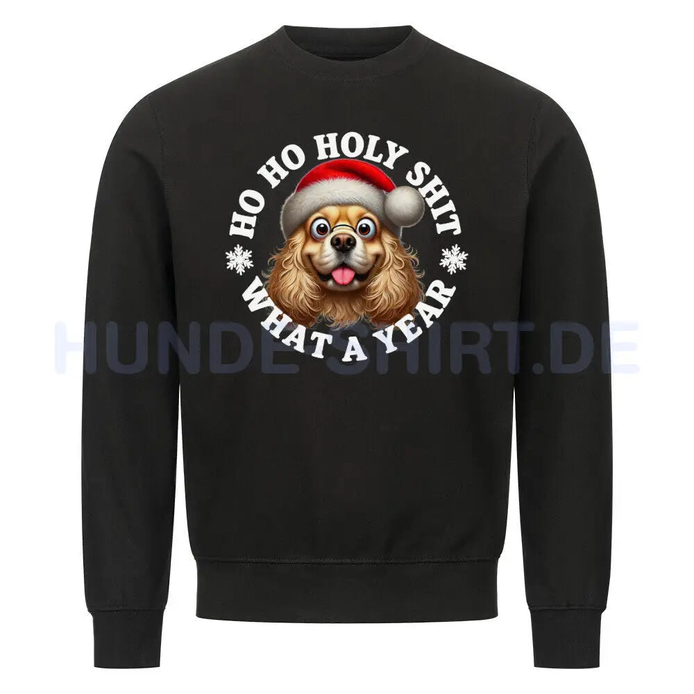 Premium Sweatshirt "English Cocker - HO HO... 2" Schwarz – hunde-shirt.de