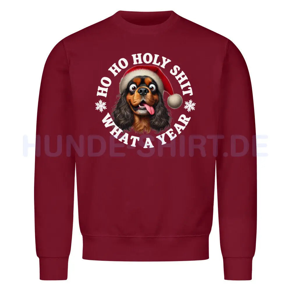 Premium Sweatshirt "English Cocker - HO HO..." Burgunder – hunde-shirt.de