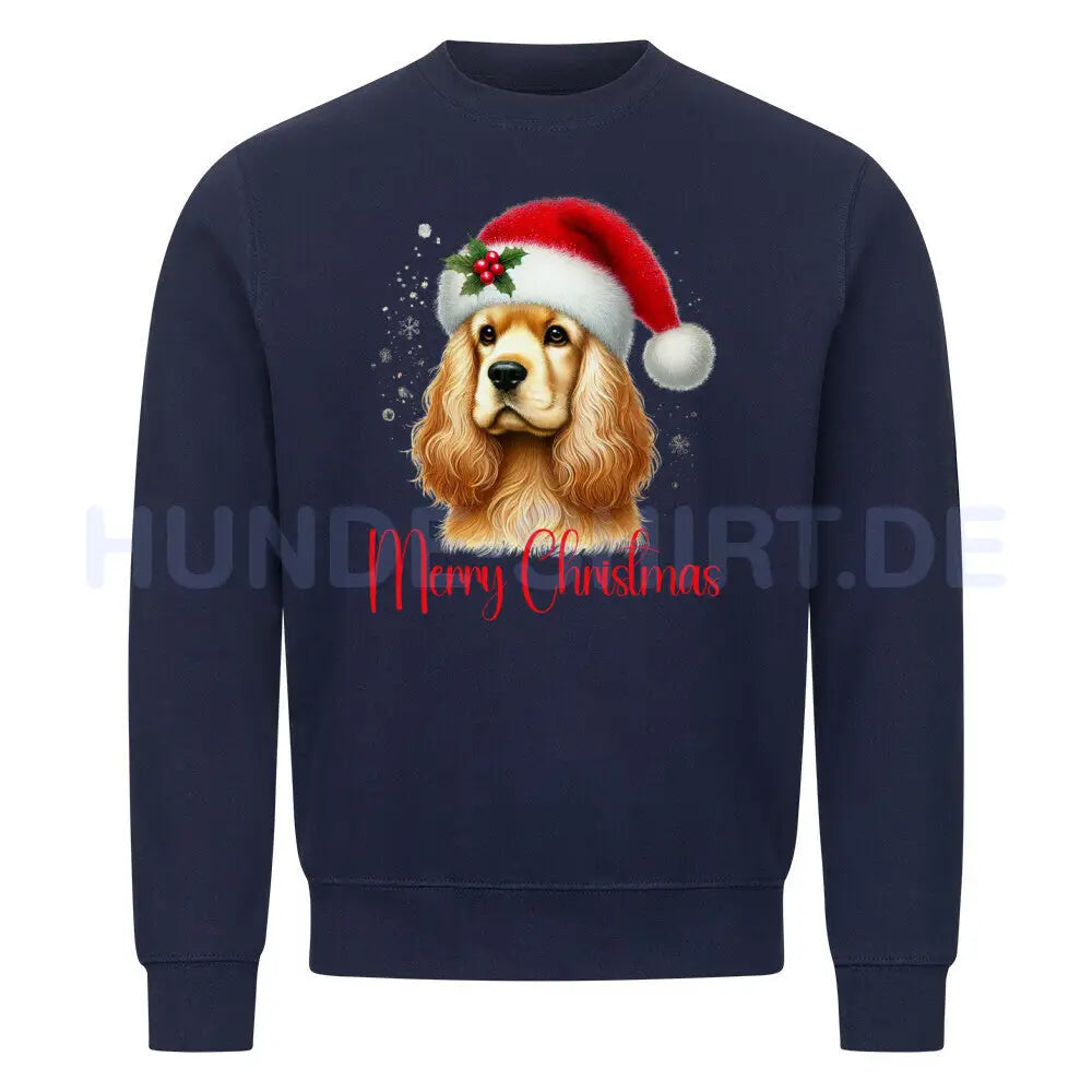 Premium Sweatshirt "English Cocker - Merry Christmas" Navy Blue – hunde-shirt.de