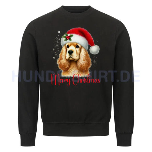 Premium Sweatshirt "English Cocker - Merry Christmas" Schwarz – hunde-shirt.de