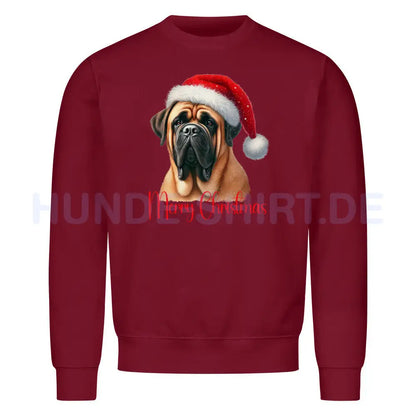 Premium Sweatshirt "English Mastiff - Merry Christmas" Burgunder – hunde-shirt.de