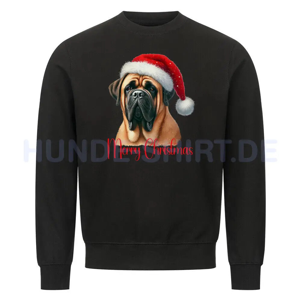 Premium Sweatshirt "English Mastiff - Merry Christmas" Schwarz – hunde-shirt.de