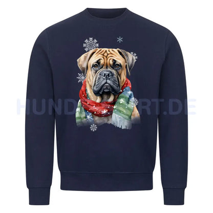 Premium Sweatshirt "English Mastiff Winter" Navy Blue – hunde-shirt.de