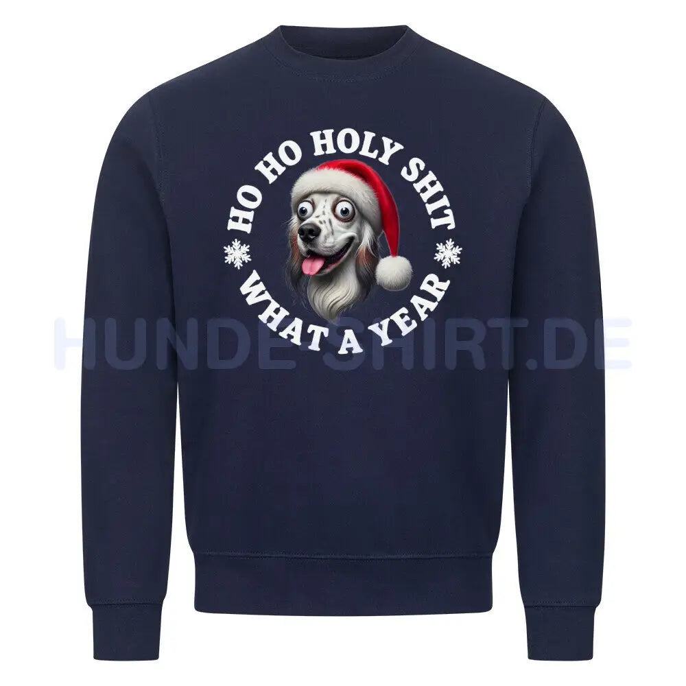 Premium Sweatshirt "English Setter - HO HO..." Navy Blue – hunde-shirt.de