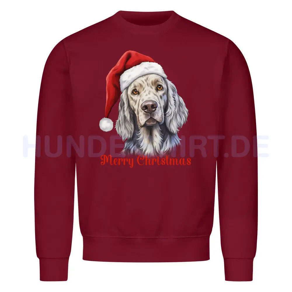 Premium Sweatshirt "English Setter - Merry Christmas" Burgunder – hunde-shirt.de